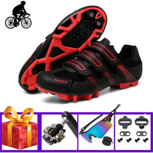 Mountain Bike Sneakers Add SPD Pedals Breathable Self-locking Unisex Outdoor Cycling Sneakers Sapatilha Ciclismo Mtb Flat Shoes