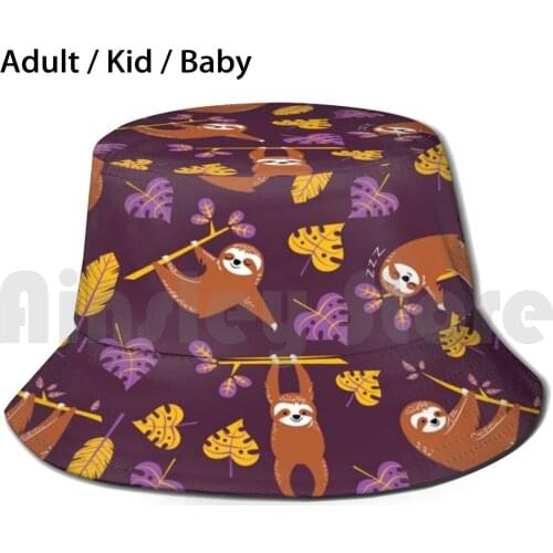 Cute Sloth Hanging Sloth - Adorable Sloth - Lazy Sloth Sun Hat Foldable UV Protection Sloth Cute Animals Patterns Micklyn