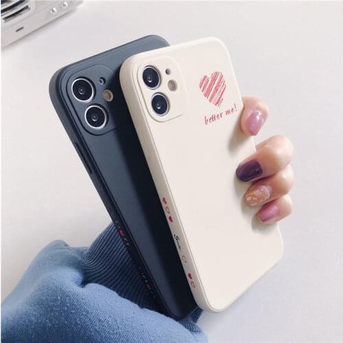 Fashion Love Heart Matte Soft Silicon Phone Case Coque For iPhone 11 Pro 12 Mini Xs Max 8 7 Plus X SE 2020 XR Back Cover Fundas