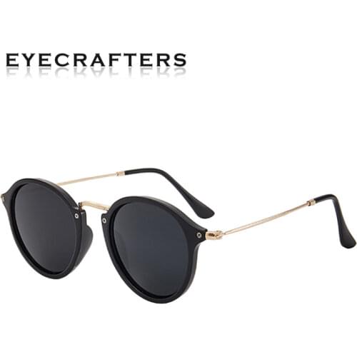 2020 New Vision Fashion TR+Stainless Steel Lightweight Driving Yellow Glasses Men Women Vintage Retro Fleck Round Sunglasses