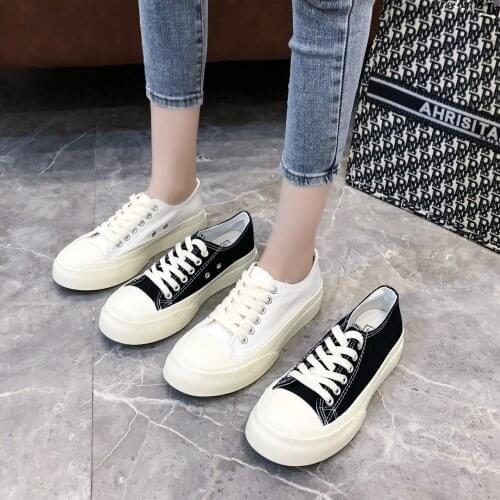 2021The NewSpring low-cut womens canvas shoes, lace flat-bottomed womens sports shoes, casual shoes, womens vulcanized shoes