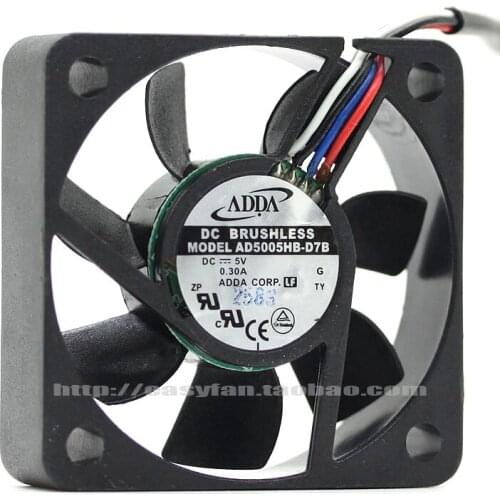 ADDA AD5005HB-D7B DC 5V 0.30A 50x50x15mm Server Cooling Fan