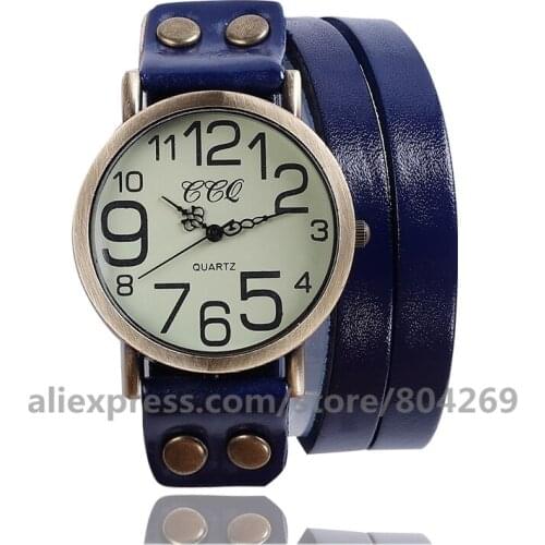 Wholesale Fashion Women Long Leather Watches Analog Quartz Dress Wrap Around Wrist Watches 920066