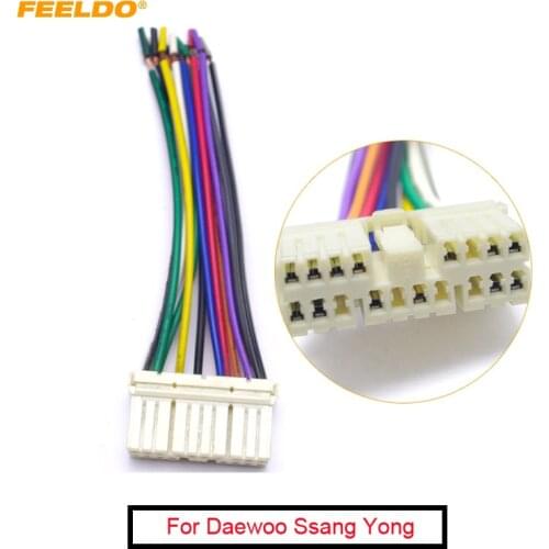FEELDO 10Pcs Car Audio Radio Stereo Wiring Harness Adapter Male Plug For Daewoo Ssang Yong Actyon/Korando Chevrolet Spark #5691
