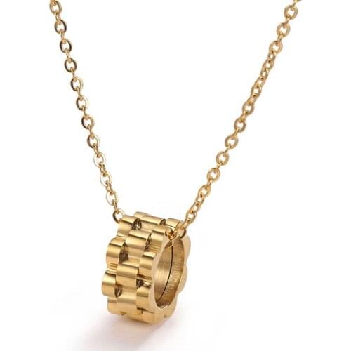 Personalized Gear Pendant Necklace Fashion Metal Titanium Steel For Women Wedding Accessories Jewelry Gift 2021