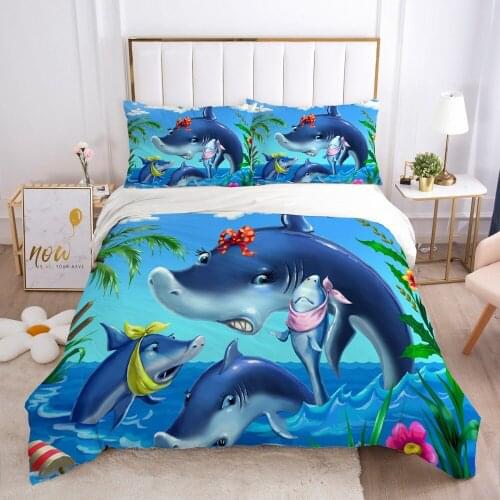 Quilt Covers Pillowcase Bedding Set Duvet Cover Sets Comforter Case Bed Linen Full Twin Size 3D Sea Animals Cartoon Home Textile