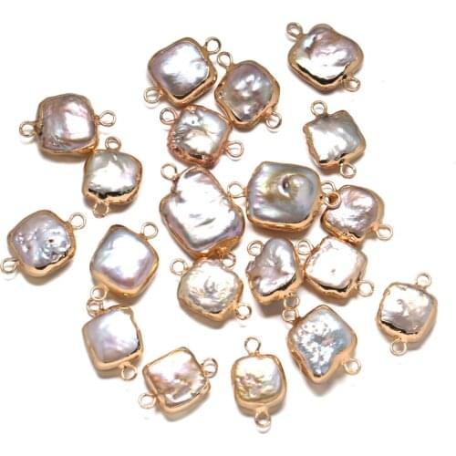 Natural Freshwater Pearl Pendant irregular Double hole connector Pendants for Jewelry Making DIY Bracelet Necklaces Accessories