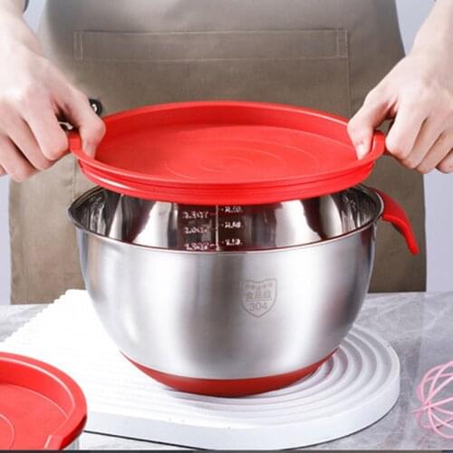 Egg beater baking basin 304 stainless steel household deepening and heightening splash-proof cream container beater baking tools