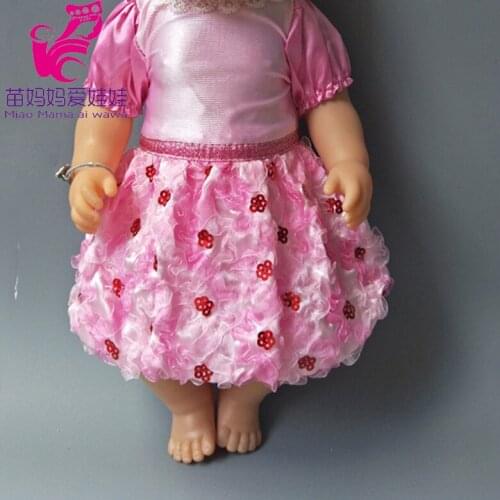 Sequins Pink Flower Dress for 43cm Baby Boy New Born Doll Also Fit for 18 Inch Doll