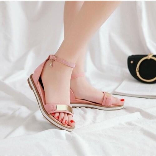 Big Size 11 12 wedges shoes for women sandals women shoes woman ladies summer Simple one-word buckle on the heel of sandals