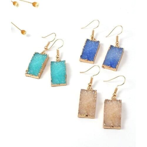 Bijoux Geometric Wedding Druzy Resin Earrings Drop Earrings For Women Jewelry Statement Pendientes Mujer Moda 2019 Ohrringe