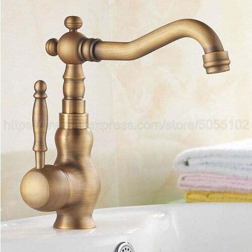 Bathroom sink faucet cold and hot bathroom faucet Antique Brass basin faucet znf076