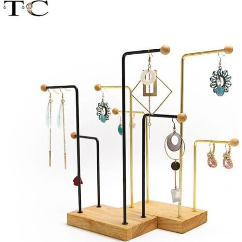 Solid Wood Wrought Iron Earring Display Jewelry Rack Jewelry Store Window Counter Earring Display Jewelry Rack