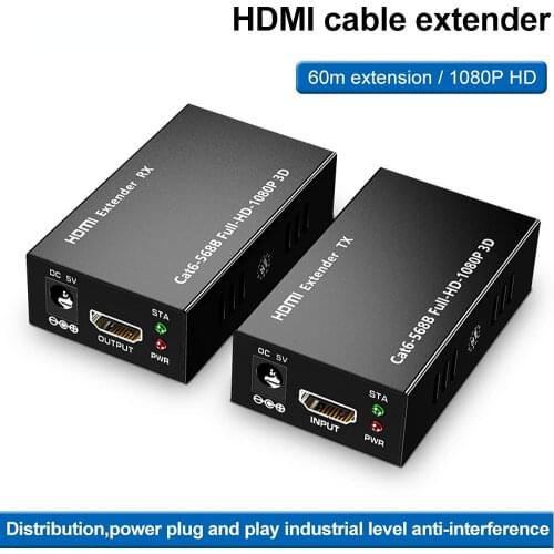 Extensor hdmi rj45 4k hdmi extensor cat5 60m 120m hdmi extensor áudio kit sobre ethernet cat6/5e para ps4 apple tv computador po
