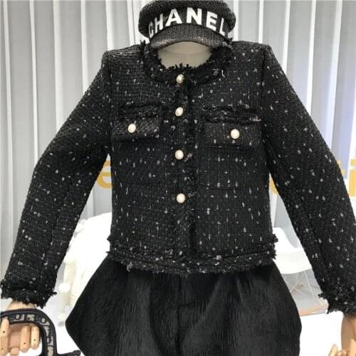 Lady Vintage Short Coat Autumn Winter Temperament Fragrance Tweed All-Match Small Jacket Single-Breasted Design Women Outerwear