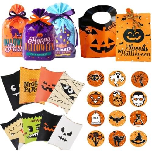 10pcs Halloween Candy Bag Halloween Pumpkin Candy Bag Decoration Halloween Party Halloween Baking Bag Halloween Party Suppli HY1