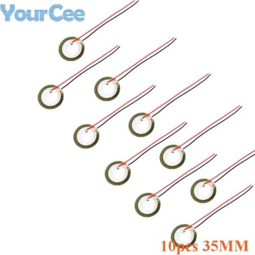 10Pcs Piezoelectric Piezo Ceramic Wafer Plate Dia 35mm For Buzzer Loudspeaker Sensor with Wire