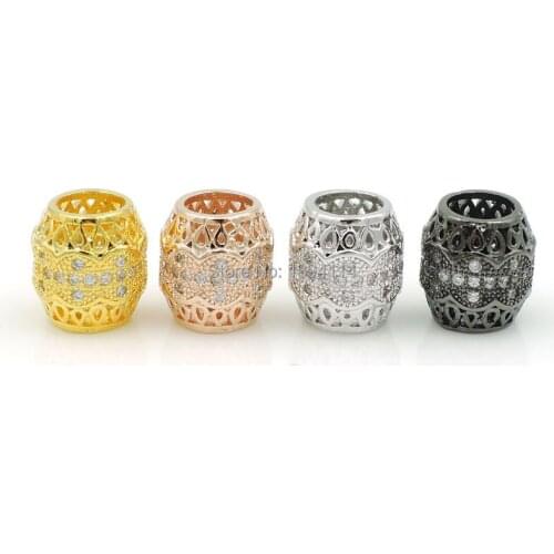 10x9mm Micro Pave Clear CZ Piercing Chubby Beads Fit Men And Women Making Bracelets Jewelry