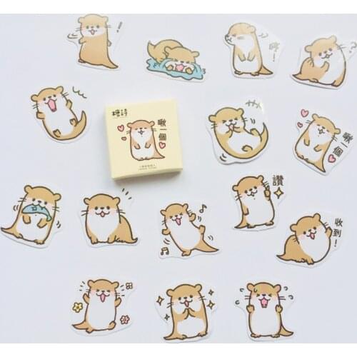 45pcs /Box Kawaii Otter Adhesive DIY Sticker Stick Label Notebook Album Diary Decor Student Stationery Kids Gift