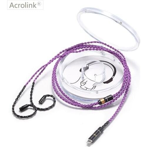 Acrolink 1.2m 8 core silver plated High Qulity DIY Upgraded Earphone Cable Repair Replacement With IE80 Interface For iPhone