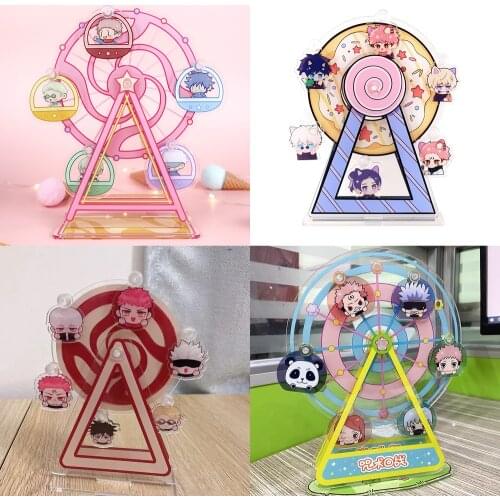 Anime Jujutsu Kaisen Itadori Yuji Gojo Satoru Inumaki Toge Rotatable Ferris Wheel Desktop Decor Stand Model Plate Toy Cosplay