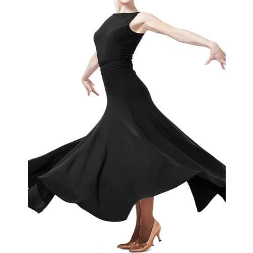 Ballroom dance modern dance sleeveless backless halter neck crinkle waist dress W15003 modern practice