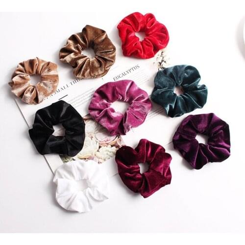 Velvet Women Hair Tie Rope Fashion Scrunchie Hairband Solid Color Vintage Rubber Bands Girls Ponytail Holder Elastic Headwear