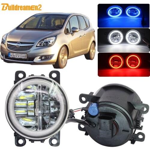 Buildreamen2 Car H11 LED Fog Light Lamp Angel Eye DRL Daytime Running Light 4000LM 12V Accessories For Opel Meriva A 2006-2010