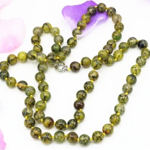 10mm long chain necklace natural yellow dragon agat carnelian onyx stone round beads vintage style elegant jewelry 36inch B3208