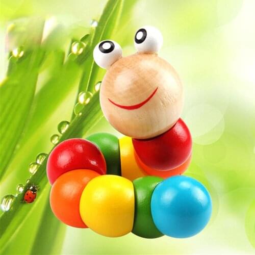 Wooden Colorful Caterpillar Grasping Twisting Worm Insert Puzzle Educational Toy