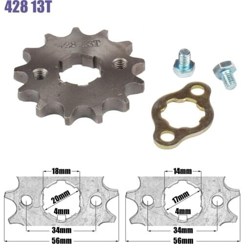 Mtorcycle parts 428 13T 17mm and 20mm Front Engine Sprocket For 50cc to 125cc ATV Go Kart Quad Buggy