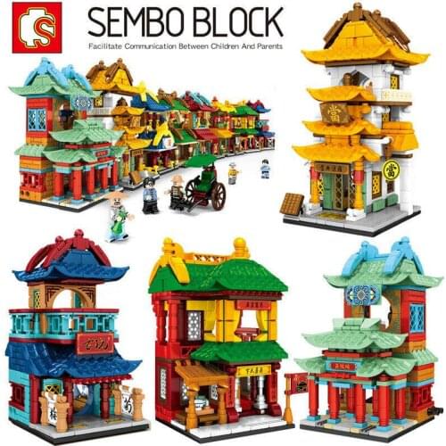 4pcs/set Sembo Kids Building Blocks Boys Toys Teens Puzzle Chinese Style Girls Gift 601136 601137 601138 601139 no box
