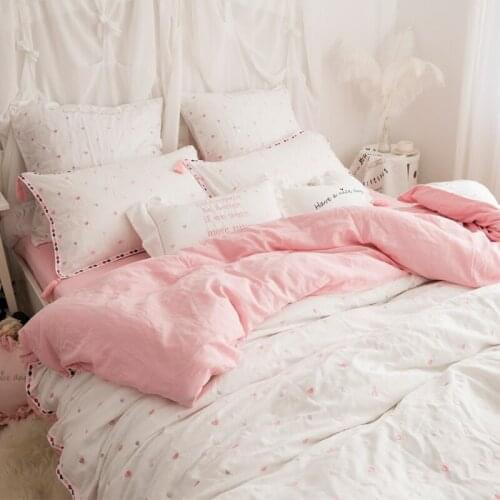 GY Double-Layer Yarn Baby-Grade Fabric Bare Sleeping Bedding Cotton Four-Piece Cotton Love Princess Tassel Embroidery