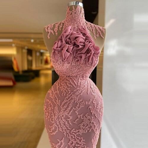 Elegant Beaded Pageant Dresses High Neck Sleeveless Mermaid Lace Appliques Long Length Women Plus Size Prom Party Dressing Gowns