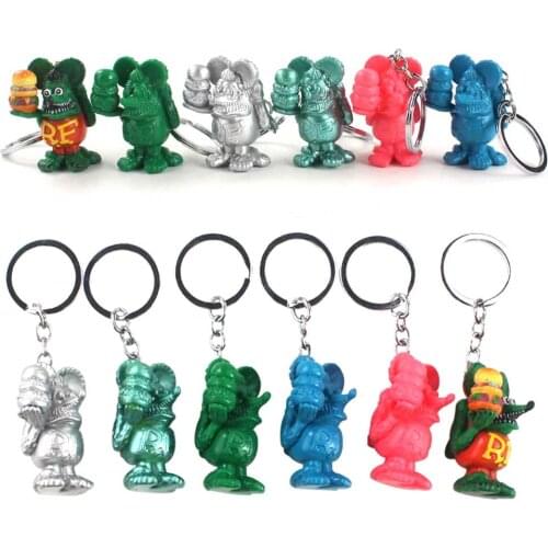 5cm 6Colors Tales of the Rat Fink Figures Cartoon Crazy Mouse Ratfink PVC Figure Keychain Ring Toys