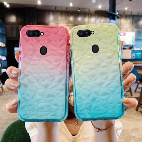 Gradient Diamon Pattern Clear Soft Phone Case For OPPO F9 F11 RX17 R17 PRO R11S R11 R9S Plus Case Silicone Shockproof Back Cover