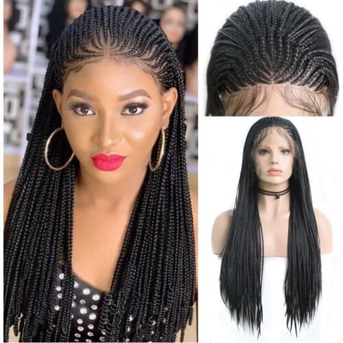 Charisma Synthetic Lace Front Wig Long Box Braided Wigs For Women Black Wigs with Baby Hair Heat Resistant Fiber Braids Wig