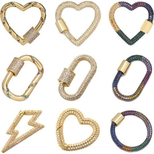 Juya DIY Luxury Spiral Pendant Fastener Carabiner Gold Screw Lock Clasps Accessories For Hanging Chains Gothic Jewelry Handmade