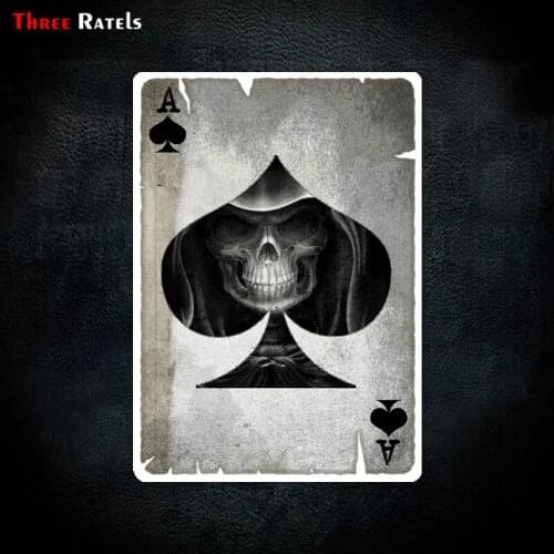 Three Ratels TZ-1878# 11.2x16cm Poker Card With Skulls Colorful Sticker Funny Stickers Styling Removable Decal