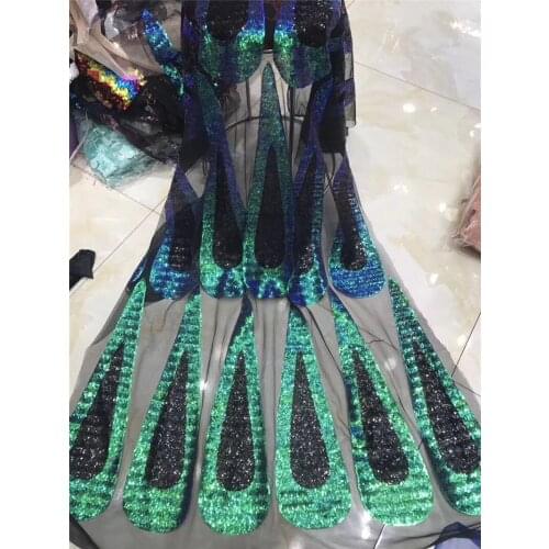 Pretty embroidered tulle mesh lace fabric with sequins BZL-12172 african net lace fabric
