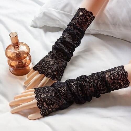 Free Summer Lace Sunscreen Arm Sleeve Women Gloves Sun Protection Arm Cover Fashion Breathe Sleeve Lace Arm Cover Decorative