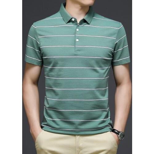 Summer mens clothing, color-stripe striped POLO shirt, business casual POLO shirt, short-sleeved plus size POLO shirt