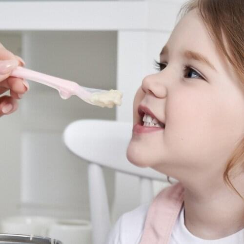 New Silicone Baby Soft Soup Spoon Healthy Infant Sensing Temperature Sucker Kichen Cooking Spoon Rice Spoon Children Tableware