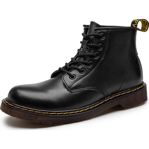 New Men Martin Boots High-top Outdoor Fur Women Short Boots Fashion Casual Men Leather Shoes Couple Women Men Hiking Boots 35-47