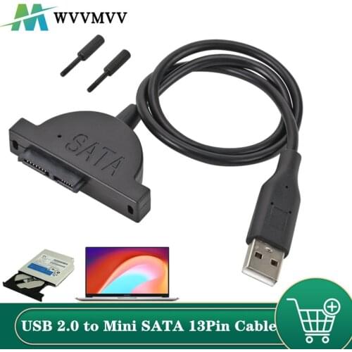 NEW USB 2.0 to Mini Sata II 7+6 13Pin Adapter for Laptop CD/DVD ROM Slimline Drive Converter Cable Screws steady style 1PCS