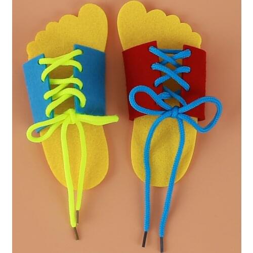 Clever Children Wooden Lacing Shoes Kids Early Educational Toy Toddler Kids Teaching Tie Shoelaces Toy