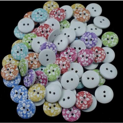 2 Holes 15MM Random Flower Buttons for Needlework Craft Scrapbooking DIY Sewing Decorative Childrens Button Clothing