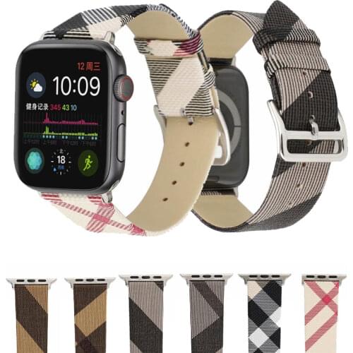 Plaid Pattern Genuine leather strap for apple Watch band 44mm 40MM Bracelet wrist watchband iWatch Series 6 SE 5 4 3 2 42mm 38mm