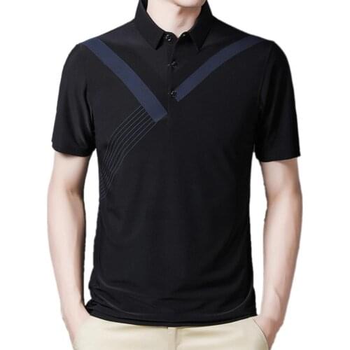 Fashion Mne Shirt Stripe Print Short Sleeve Polyester Short Sleeve Buttons T-Shirt for Business жилетка мужская Summer 2021