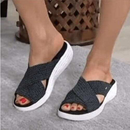 Sandals For Women 2021 Stretch Cross Orthotic Slide Sandals Casual Anti-slip Slippers Comfort And Support Sandal Women Sandalias